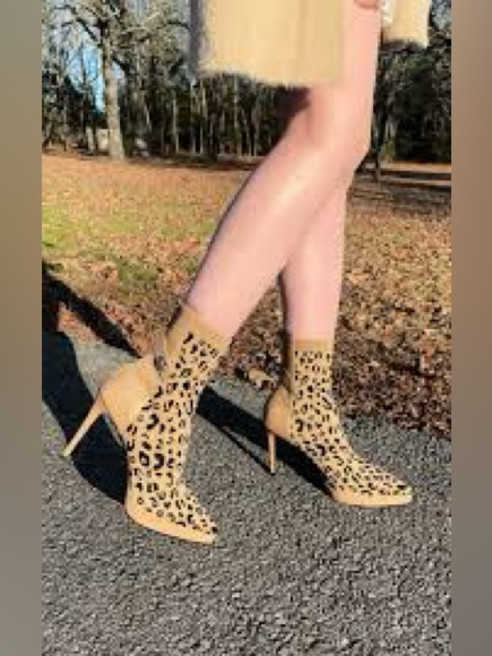 Cosy Island Leopard SassyMove Pointed Toe Soles Ankle Boot